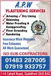 A.P.W. Plastering Services - Guildford