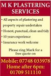 M K Plastering Services - Doncaster